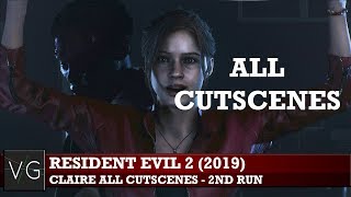 Resident Evil 2 2019  Claire Redfield all cutscenes 2nd run  true ending [upl. by Airamalegna180]