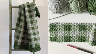 Crochet Green Gingham Baby Blanket [upl. by Nannerb55]