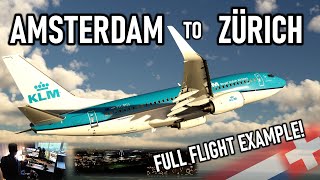 ✈️👨‍✈️ VATSIM Full Flight Amsterdam to Zürich  BUSY ARRIVAL  PMDG Boeing 737 in MSFS  Subtitles [upl. by Aelc]