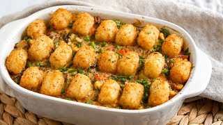 EASY TATER TOT CASSEROLE RECIPE 😋 VEGAN [upl. by Ralli]