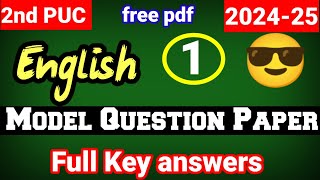 2nd PUC English Model Question Paper 1 keyanswers karnataka Board 20242025 [upl. by Psyche]