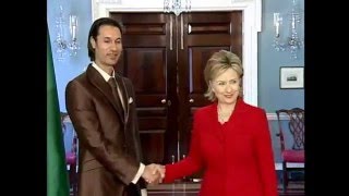 Mutassim Gaddafi meets Hilary Clinton at Washington [upl. by Nudnarb]