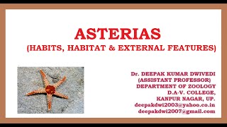 ASTERIAS  HABITS HABITAT amp EXTERNAL FEATURES [upl. by Lexis]