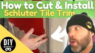 ️🔥 HOW TO CUT amp INSTALL SCHLUTER ALUMINUM BULLNOSE TILE EDGING TRIM➔Easily Transition Tile amp Drywall [upl. by Anella617]