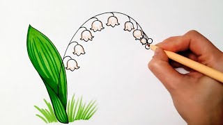 Jak nakreslit konvalinky  Jarní kreslení  How to draw Lily of the valley  spring drawing [upl. by Eissolf]