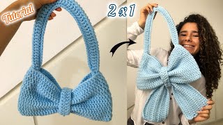 Tutorial de Bolso Lazo Tejido a crochet  Comparte con Amigos [upl. by Nrubloc848]