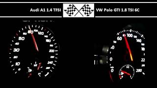 Audi A1 14 TFSI VS VW Polo GTI 18 TSI 6C  Acceleration 0100kmh [upl. by Eanod]