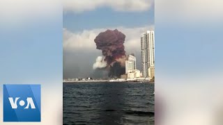 Beirut Explosion Seen From Nearby Boat [upl. by Moskow]