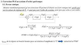 Automatique  Chap 5  Régulation avec correcteur PI  Erreur statique  Erreur de vitesse [upl. by Eelyrehc]