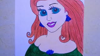 How to draw Disney princess Ariel step by stepCreative Canvas20M [upl. by Keeton282]