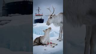 A mother reindeer pleads with a sailor her eyes filled with hope to free her baby tangled in a net [upl. by Rajewski]