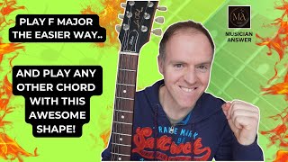 PLAY F MAJOR CHORD AN EASY WAY  PLAY ANY COMMON CHORD AND SOLO WITH THE SHAPE TOO  Beginner Guitar [upl. by Phil37]