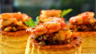 Recetas de Navidad  Volován relleno de gambas y verduras [upl. by Aprile]