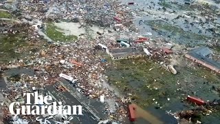 Hurricane Dorian aerial footage shows Bahamas destruction [upl. by Ymrots]