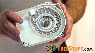 How To Assemble A Recoil Starter System  TreeStuffcom Chainsaw Maintenance Video [upl. by Noswad]