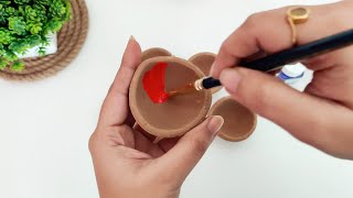 3 DIY Ideas to Decorate Plain Diya For Diwali  Diya Painting  Festive DIY  Kashmira Art [upl. by Haya]