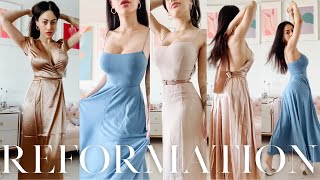 Reformation Silk Dress Try On Haul amp More  Sustainable Luxury Brands [upl. by Ahsiea]