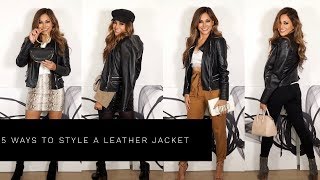 5 WAYS TO STYLE A LEATHER JACKET  Lina Noory [upl. by Illak]