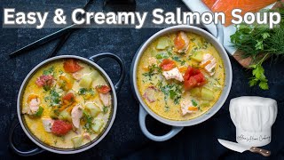 Creamy Salmon Fish Soup easy recipe [upl. by Ylac]