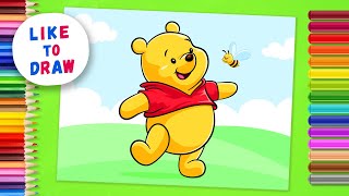 How to Draw WINNIE THE POOH step by step  Disnay Yellow Bear Drawing Tutorial  Simple Easy Guide [upl. by Page]