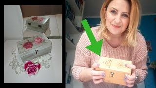 Da scatola di legno a portagioie vintage con tecnica decoupage  Riciclo creativo Tutorial [upl. by Yduj]