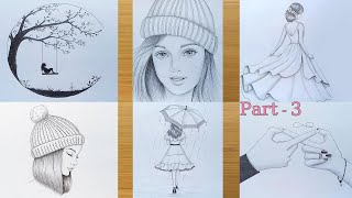 Part  3  6 easy drawing ideas  Pencil sketch Tutorials  Art Videos [upl. by Anialahs]