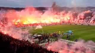 Amazing Pyro Show  Fireworks  PAOK Saloniki vs Olympiakos Piräus 16042014 [upl. by Nywra]