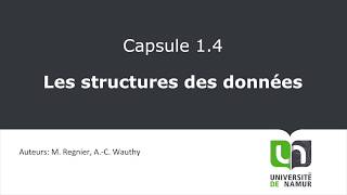 Vidéo 14 Structures des données [upl. by Barcus218]