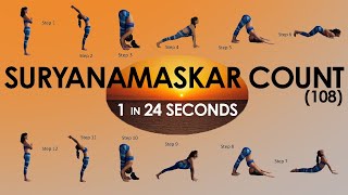 108 Suryanamaskar ll 1 Surya Namaskar in 24 Secondsll Suryanamaskar Count  Weightloss  Suryathon [upl. by Larimore104]