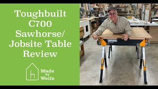 TOUGHBUILT C700 SAWHORSE REVIEW a great folding sawhorse at a reasonable price [upl. by Bannister]