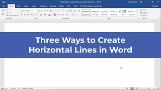 Three Ways to Create Horizontal Lines in Word 2019 [upl. by Hu]