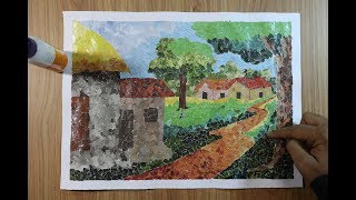 How to make paper collage scenery [upl. by Ahseid]