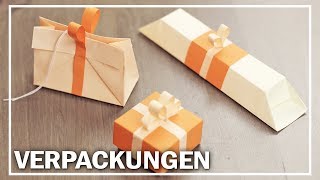 3 hübsche VERPACKUNGEN basteln  ohne Kleber  für Valentinstag Muttertag  Hochzeit [upl. by Ayanet]