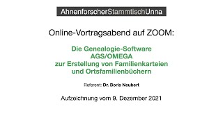 DIE GENEALOGIESOFTWARE AGSOMEGA ZUR ERSTELLUNG VON FAMILIENKARTEIEN UND ORTSFAMILIENBÜCHERN [upl. by Efal]