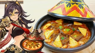 Dehyas specialty quotGoldflame Tajinequot IRL Genshin Impact 原神料理 ディシアのオリジナル料理「熾金の鍋」再現 [upl. by Hofstetter]