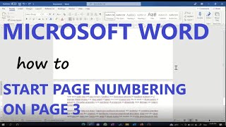 How to Start Page Numbering on Page 3  Microsoft Word [upl. by Stormie817]