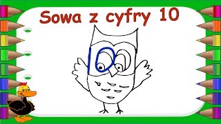 Jak narysować Sowę z cyfry 10 krok po kroku  Nauka rysowania [upl. by Adiaros]