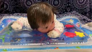 2 month old tummy time on water play mat and the benefits that comes with it [upl. by Amhser]