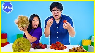 Trying Exotic Fruits for the first time Super Stinky DURIAN FRUIT Challenge [upl. by Gibbie]