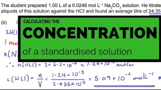 Calculating the Concentration of a Standardized Solution [upl. by Tareyn]