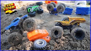 Monster Truck Monday Lets Play Backyard DIY Arena Racing With Monster Jam Trucks [upl. by Ledarf]