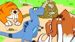 PREHISTORIC CREATURES  TREX VS SMILIDON VS WOOLLY MAMMOTH   Educational Video [upl. by Ainolopa]