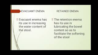 Difference between Evacuant amp Retained Enema  Nursing Foundation  First Yr GNM [upl. by Gwynne26]