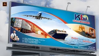 Flex Banner Printing Design in Illustrator  How to design a billboard Tutorials [upl. by Hatnamas565]