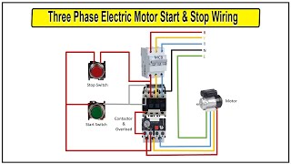 How to Make 3 Phase Electric Motor Start amp Stop Wiring Diagram  3 phase motor control wiring [upl. by Airdnaz750]