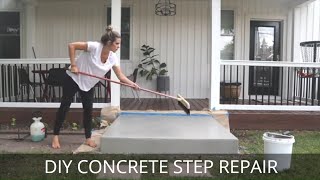 How to Repair Concrete Steps  Concrete Step Refinishing Tutorial  Small Cement Area Repair [upl. by Nayek268]