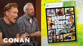 Conan OBrien Reviews quotGrand Theft Auto Vquot  Clueless Gamer  CONAN on TBS [upl. by Linders289]