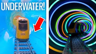 I Built a HUGE Lego Railway  Up Stairs amp Underwater [upl. by Gamber]