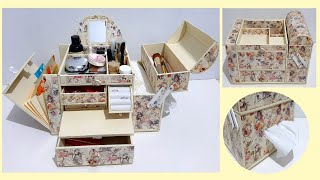 The Best DIY  2 in 1 Jewelry Box and Makeup Organizer From Cardboard [upl. by Naig]