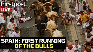 LIVE  Spains San Fermin Festival First Running of the Bulls Takes Place in Pamplona [upl. by Krein]